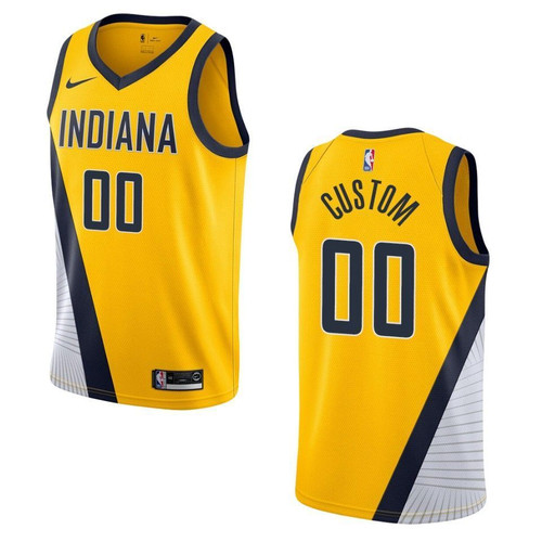 Youth's 2019-20 Indiana Pacers #00 Custom Statement Swingman Jersey - Yellow , Basketball Jersey