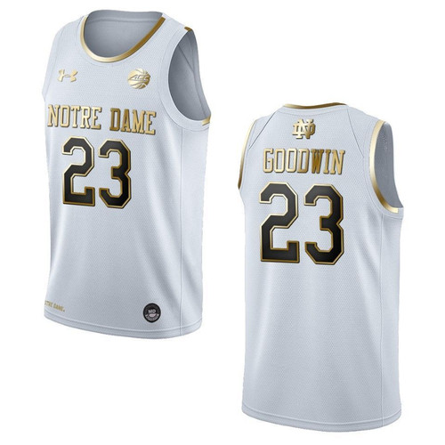 Men's Notre Dame Fighting Irish #23 Dane Goodwin NCAA Golden Edition Jersey - White , Basketball Jersey
