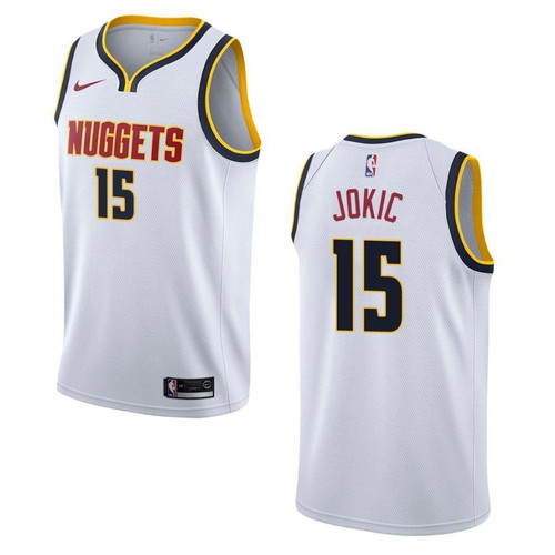 Men's Denver Nuggets #15 Nikola Jokic Association Swingman Jersey - Wihte , Basketball Jersey