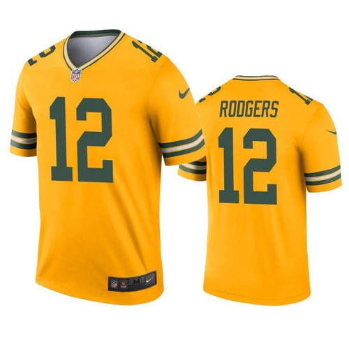 Green Bay Packers Aaron Rodgers Gold Inverted Legend Jersey