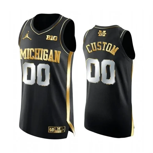 Men's Michigan Wolverines Custom 2021 March Madness Jersey Black Golden , NCAA jerseys