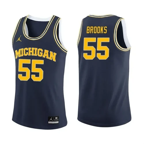 Michigan Wolverines Navy Eli Brooks Basketball Jersey , NCAA jerseys