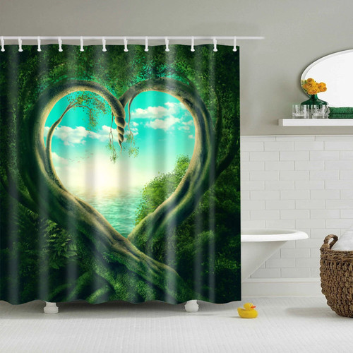 Fantasy Forest Magic Heart Tree Shower Curtain Bathroom Decor