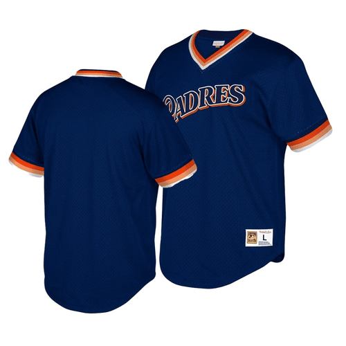 Mitchell & Ness Youth Padres Cooperstown Collection Navy Mesh Wordmark V-Neck Jersey , MLB Jersey