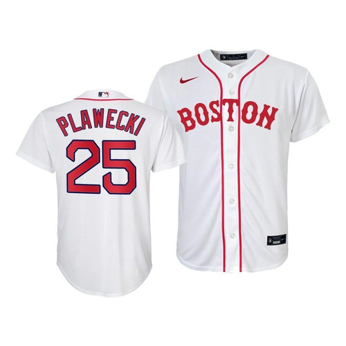 Boston Red Sox Kevin Plawecki #25 2021 Patriots' Day Replica YouthWhite Jersey