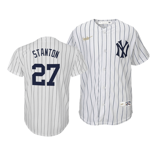 Youth Cooperstown Collection Yankees Giancarlo Stanton #27 Home 2020 Jersey White , MLB Jersey