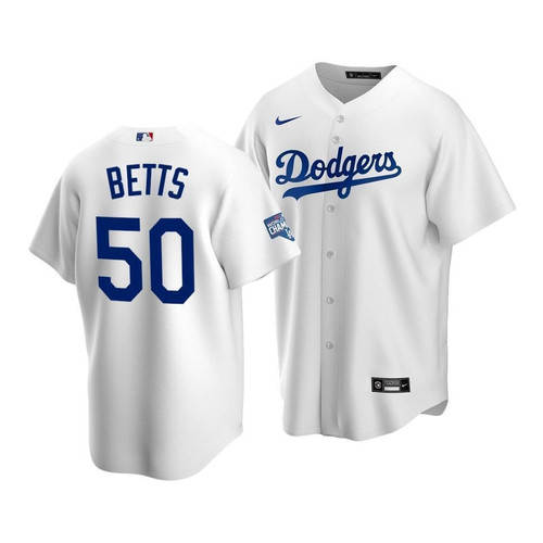 Youth Los Angeles Dodgers Mookie Betts #50 2020 World Series Champions Home Replica Jersey White , MLB Jersey