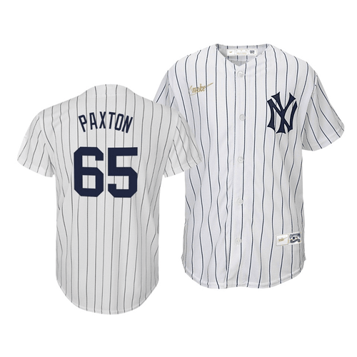 Youth Cooperstown Collection Yankees James Paxton #65 Home 2020 Jersey White , MLB Jersey