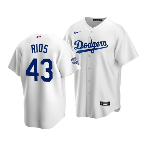 Youth Los Angeles Dodgers Edwin Rios #43 2020 World Series Champions Home Replica Jersey White , MLB Jersey