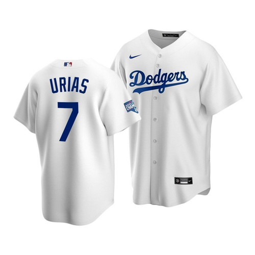 Youth Los Angeles Dodgers Julio Urias #7 2020 World Series Champions Home Replica Jersey White , MLB Jersey