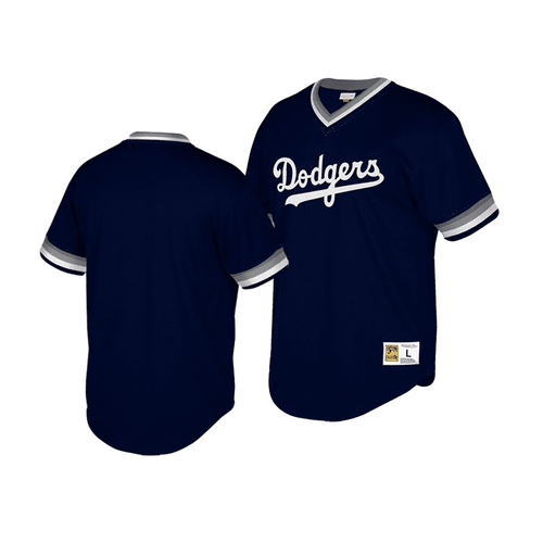 Mitchell & Ness Youth Dodgers Cooperstown Collection Royal Mesh Wordmark V-Neck Jersey , MLB Jersey