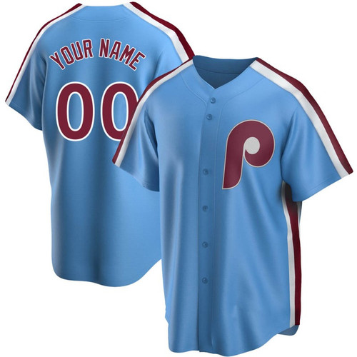 Replica Custom Youth Philadelphia Phillies Light Blue Road Cooperstown Collection Jersey