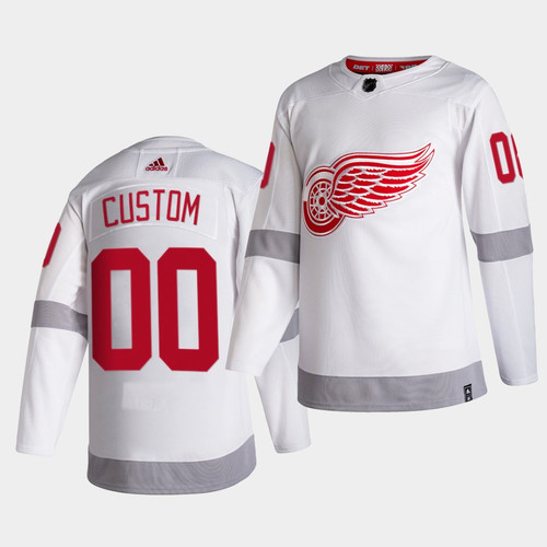 Men's Detroit Red Wings 2021 Reverse Retro Custom White Special Edition  Jersey