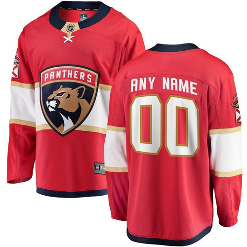 Custom Florida Panthers Jersey, YOUTH'S FLORIDA PANTHERS WAIRAIDERS HOME BREAKAWAY CUSTOM JERSEY - RED