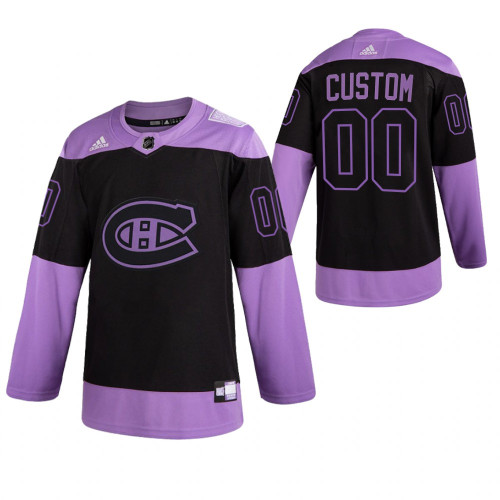 Custom Montreal Canadiens Hockey Fights Cancer Purple  Jersey - Youth