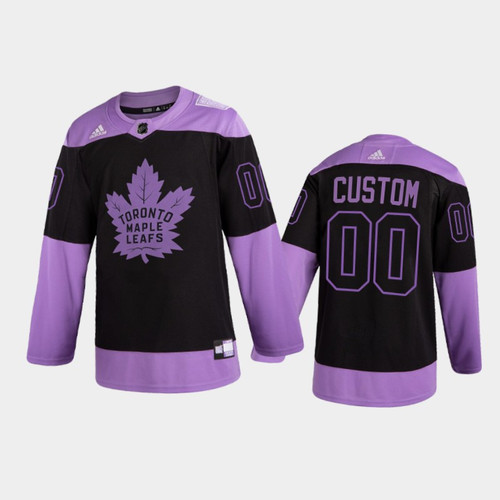 Youth's Toronto Maple Leafs Custom #00 2021 Hockey Fights Cancer Night Purple Jersey