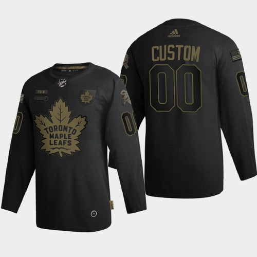 Men Toronto Maple Leafs Custom #00 2020 Veterans Day  Black Jersey