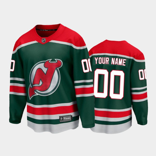 Custom Nj Devils Jersey, Youth's New Jersey Devils Custom #00 Special Edition Green 2021 Jersey