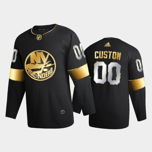 Men's New York Islanders Custom #00 2020-21 Golden Black Limited Jersey