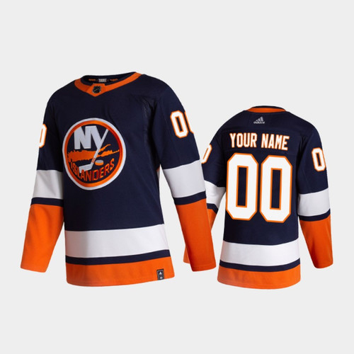 Men's New York Islanders Custom #00 Reverse Retro 2020-21 Blue Jersey