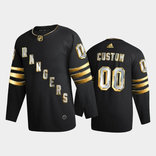 Men's New York Rangers Custom #00 2020-21 Golden Edition Black Limited Jersey
