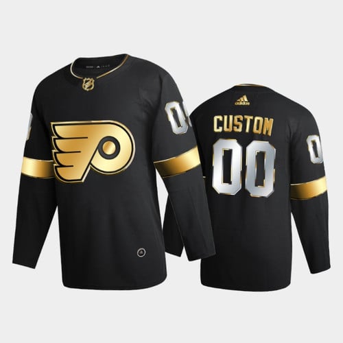 Men's Philadelphia Flyers Custom #00 2020-21 Golden Edition Black Limited  Jersey