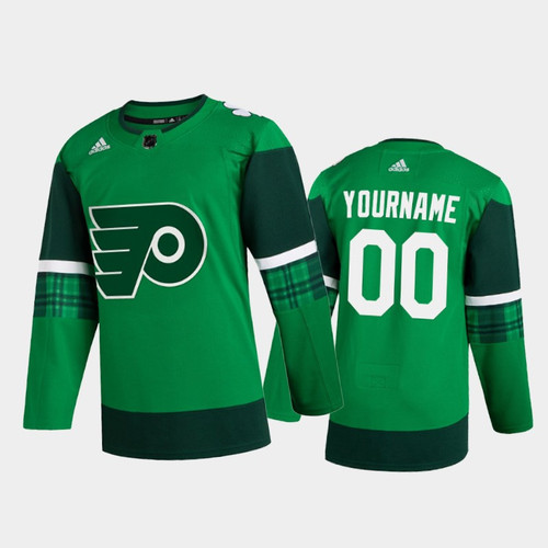 Philadelphia Flyers Custom #00 2020 St. Patrick's Day  Player Jersey Green  - Men