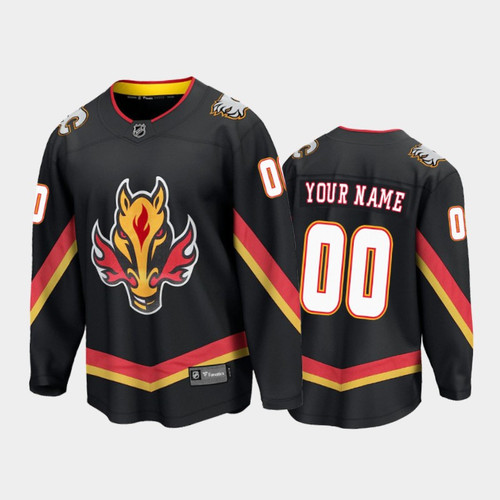 Men's Calgary Flames Custom #00 Special Edition Black 2021 Breakaway Jersey