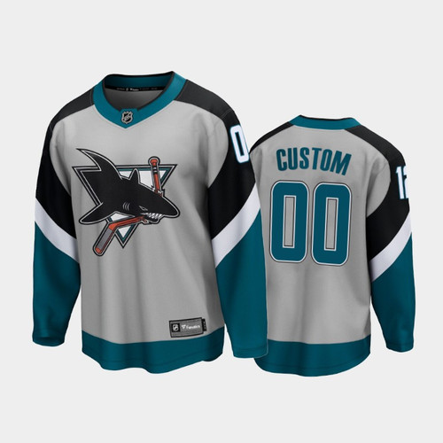 Youth's San Jose Sharks Custom #00 Reverse Retro Gray 2021 Special Edition Jersey