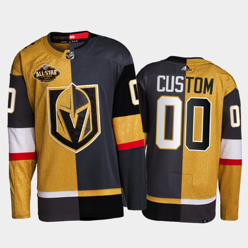 Men's Vegas Golden Knights Custom 2022 All-Star Jersey Gold Black Split Edition Uniform