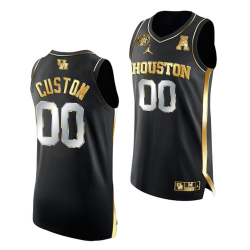 Custom Houston Cougars 2021 March Madness Final Four Black Golden  Jersey