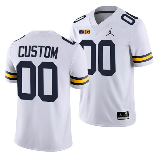 Michigan Wolverines Custom 00 White 2021-22 College Football Game Jersey Men