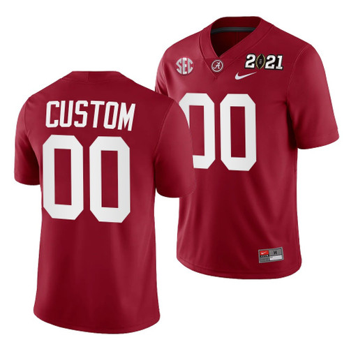 Men Alabama Crimson Tide Custom 2021 Rose Bowl Champions Jersey Crimson College Football Playoff Home