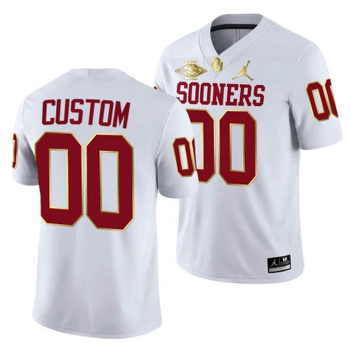 Oklahoma Sooners Custom 00 White 2021 Red River Showdown Golden Patch Jersey Youth