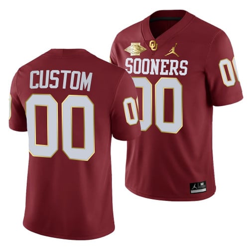 Oklahoma Sooners Custom 00 Crimson 2021 Red River Showdown Golden Edition Jersey Men