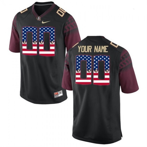 #00 Men Florida State Seminoles Stitched Jersey Limited Black US Flag Custom Football