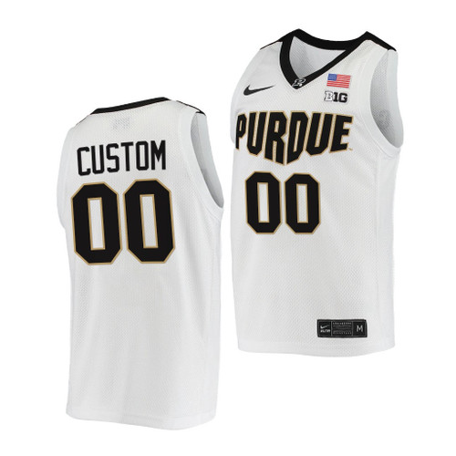 Men Custom #00 Purdue Boilermakers 2021-22 College Basketball Replica White Jersey