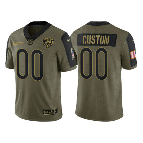Custom Nfl Jersey, Youth Custom Chicago Bears 2021 Salute To Service Limited Jersey - Olive