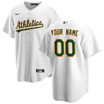 Youth Oakland Athletics White Home Replica Custom Jersey