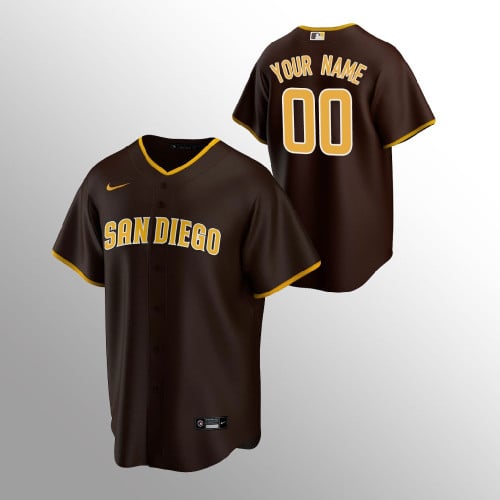 Youth San Diego Padres Custom Brown Road Jersey - Replica