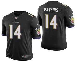 Men's Baltimore Ravens #14 Sammy Watkins Black 2021 Vapor Untouchable Stitched Limited Jersey