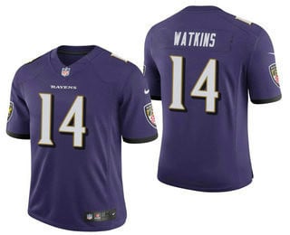 Men's Baltimore Ravens #14 Sammy Watkins Purple 2021 Vapor Untouchable Stitched Limited Jersey