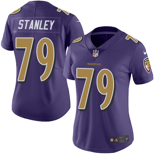 Women's Baltimore Ravens 79 Ronnie Stanley Limited Purple Rush Jersey
