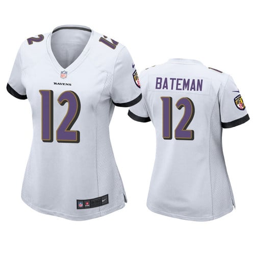 Women's Baltimore Ravens Rashod Bateman White Game Jersey