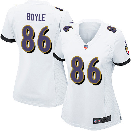 Women's Baltimore Ravens 86 Nick Boyle Game White Jersey