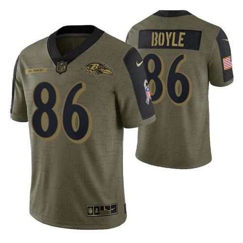 Baltimore Ravens #86 Nick Boyle Olive 2021 Salute To Service Limited Jersey - Youth