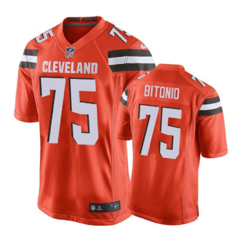 Cleveland Browns #75 Joel Bitonio Orange Game Jersey - Men's