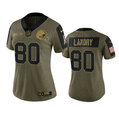 Women's Women's Cleveland Browns Jarvis Landry Olive 2021 Salute To Service Limited Jersey