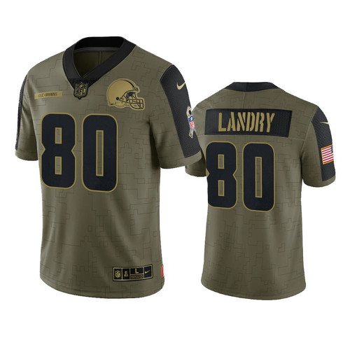 Cleveland Browns Jarvis Landry Olive 2021 Salute To Service Limited Jersey