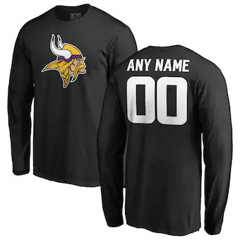 Youth Minnesota Vikings Customized Icon Name & Number Long Sleeve T-Shirt - Black